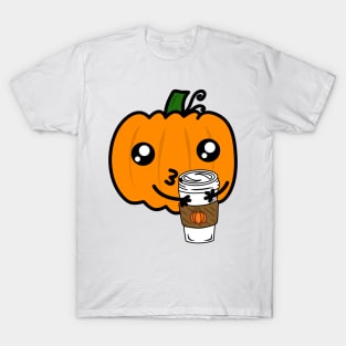 Pumpkin Drinking A Pumpkin Spice Latte Funny T-Shirt